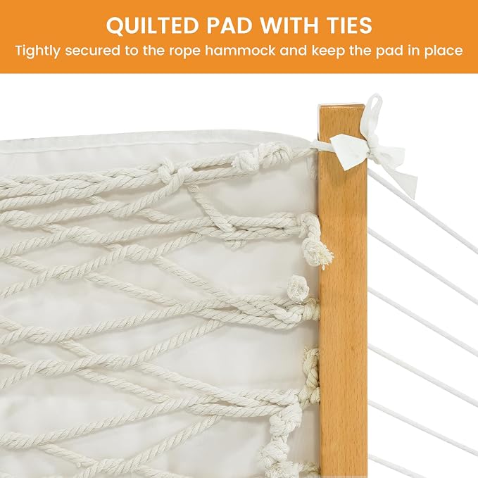Lazy Daze Hammocks 2 Person Hammock Pad and Pillow Set, Double Polyester Quilted 78" x55" Replacement Pad for Rope Hammock, Ocean Stripes