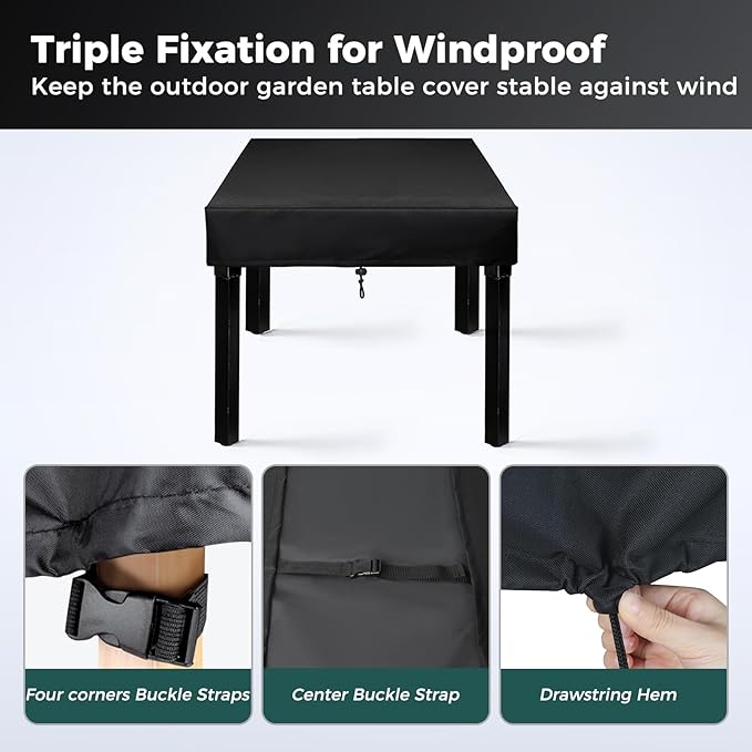 SUNICO Square Patio Table Cover (36" L x 36" W x 6" H), Square Otudoor Table Cover for Patio Table & Dining Table & Picnic Table.Waterproof, Windproof, Stain-Resistant, Durable Table Cover