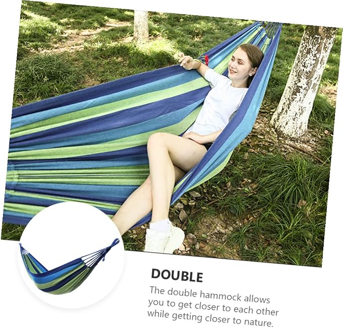 Milisten Double Canvas Swing Hammock for Two Adults Outdoor Travel Hanging Hammock with Thickened Widened Fabric for Garden Patio and Backyard