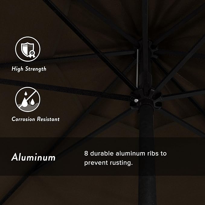 California Umbrella 7.5' Rd Aluminum Patio Umbrella, Crank Lift, Auto Tilt, Black Finish
