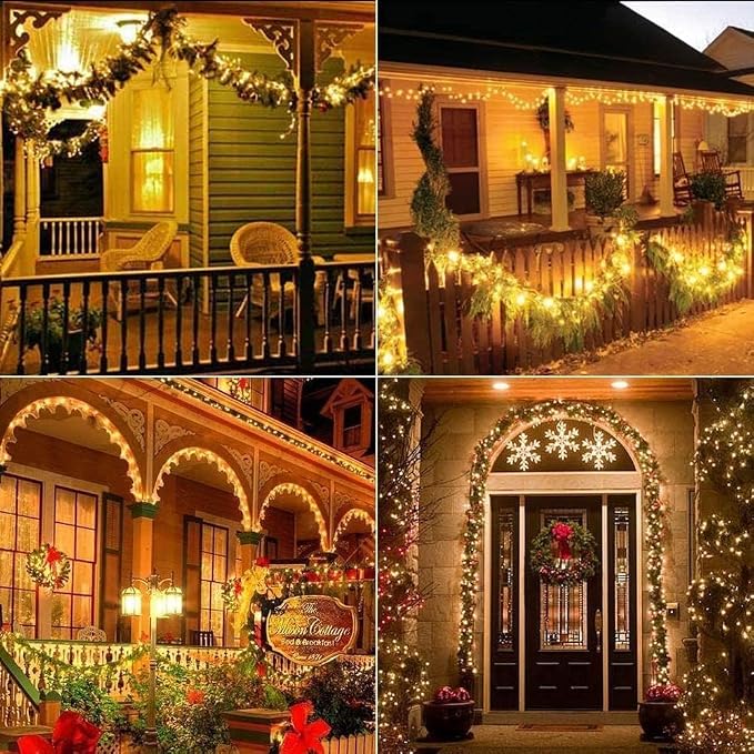 Joomer Solar Fairy Lights, 2-Pack Total 80FT 240LED Lights, Warm White | Copper Wire, Solar String Light Waterproof 8 Lighting Modes for Patio Fence Party Garden Yard Home Outdoor Decoration
