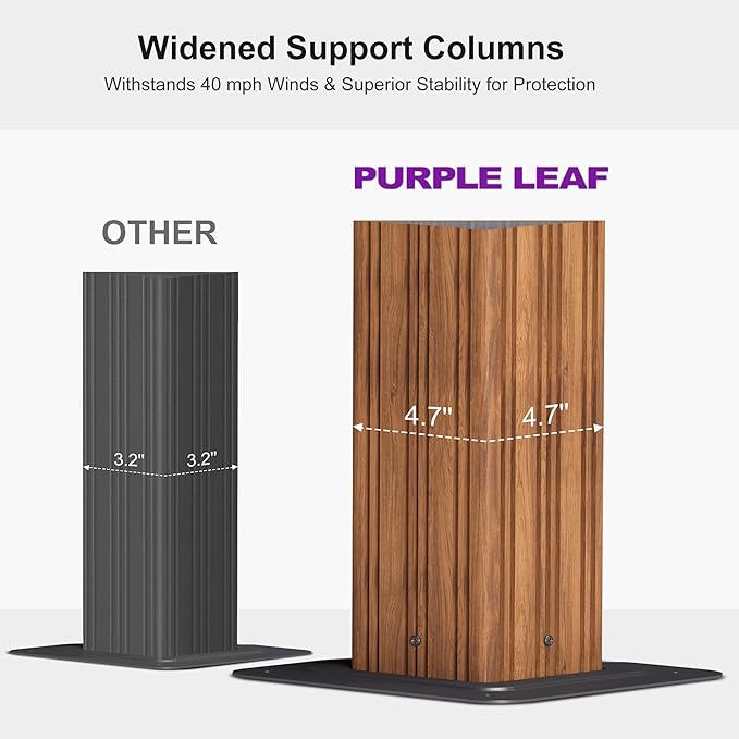 PURPLE LEAF 14' X 28' Outdoor Hardtop Gazebo for Patio Galvanized Steel Double Roof Permanent Canopy Teak Finish Coated Aluminum Frame Pavilion Gazebo with Netting