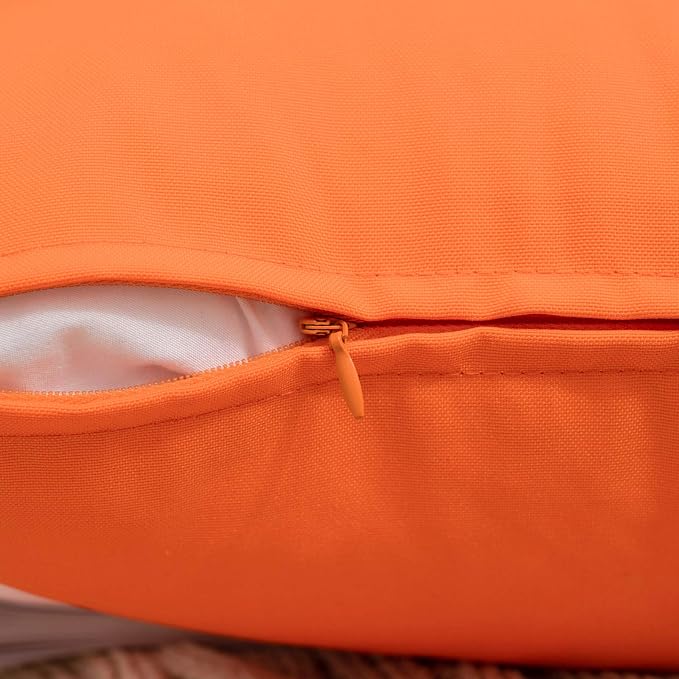MIULEE Pack of 4 Waterproof Pillow Inserts Bundle Pack of 2 Outdoor Pillow Covers Orange 18x18 Inch
