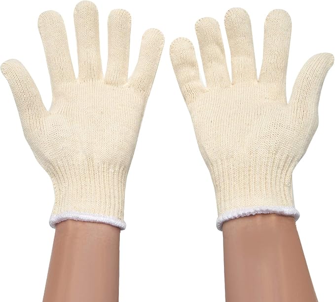 Safety gloves white cotton bbq heat liners grilling work glove men cooking women knitted cotton Pack of 12