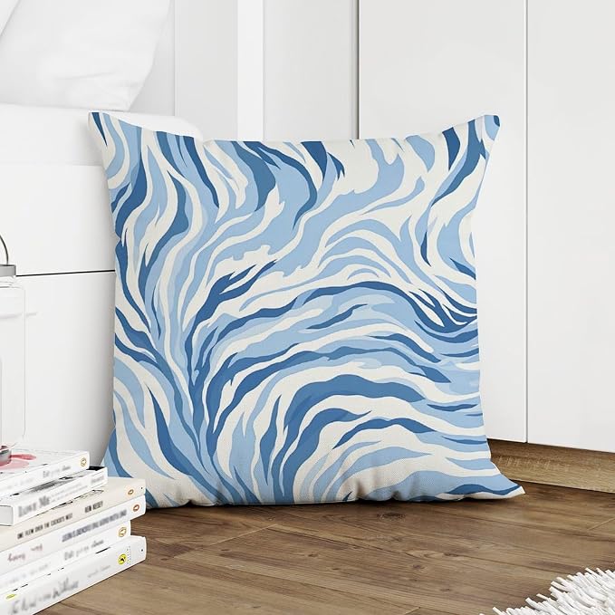 Pillowcase Blue Tiger Print Cushion Cases Rustic Animal Tiger Print Pillow Cover Accent Outdoor Waterproof Decorative Pillow Cover for Living Bed Room Patio Home 24x24 in