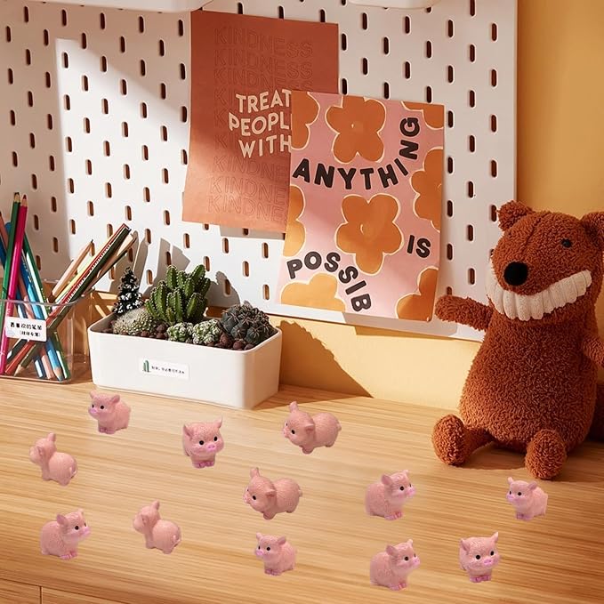 50 PCS Mini Pink Pig Figurines - 1.2" Resin Fairy Garden Animals for Terrarium Decor, Wedding Centerpieces, Desk Accessories & DIY Craft Projects