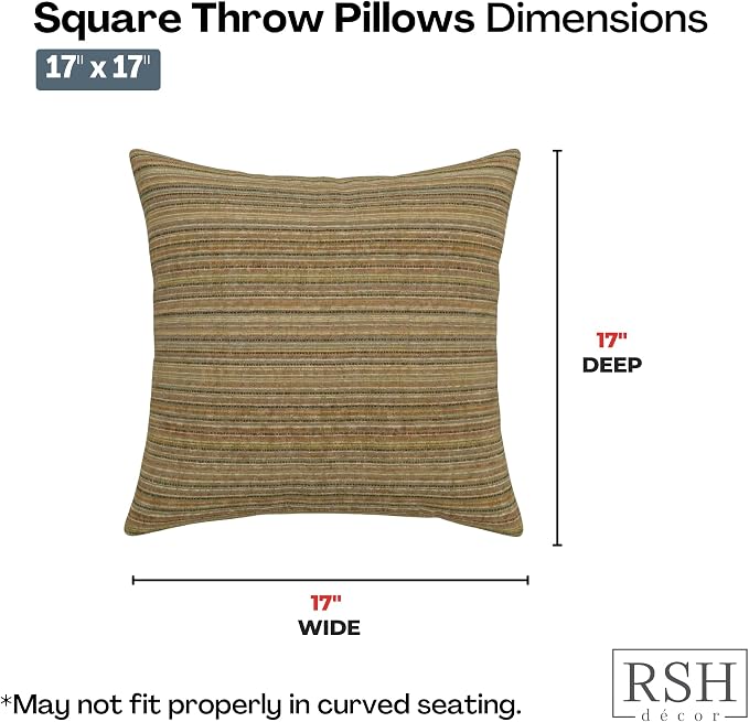 RSH DECOR Square Throw Pillows Set of 4, 17" x 17", Outdoor Pillows Waterproof, Outdoor Pillow Covers, Pillow Covers for Couch, Moran Sonoma, Made in USA