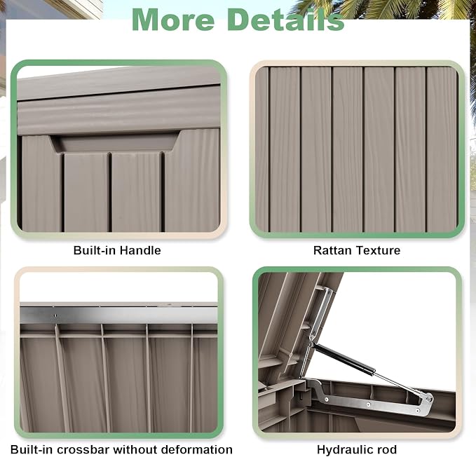 DRATO 80 Gallon Large Deck Box, Outdoor Storage Box for Patio Furniture, Patio Cushions, Gardening Tools, Pool Supplies 480lbs Weight Capacity, Waterproof Resin Storage Boxes (Gray, 80 Gallon)