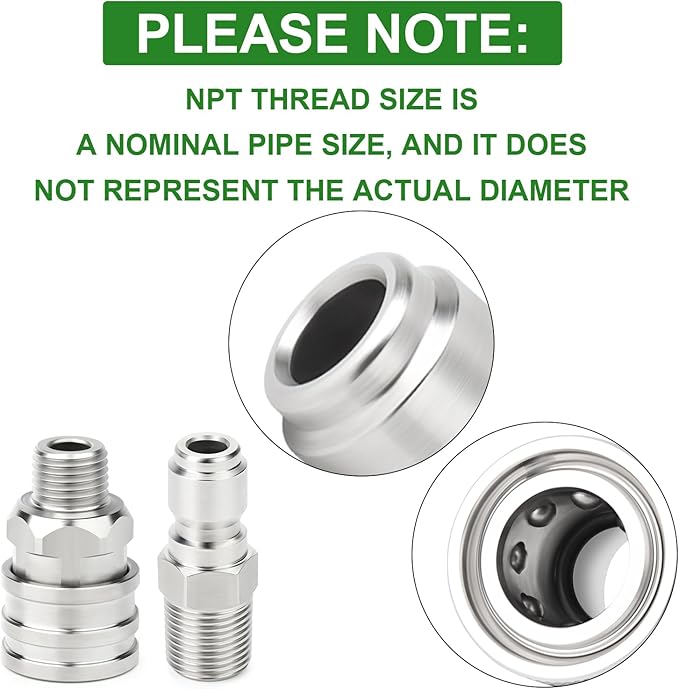 TAISHER 6PCS 304 Stainless Steel 1/4" Female NPT High Pressure Washer Quick Connect Coupler for Pressure Washing Gun Hose Accessories