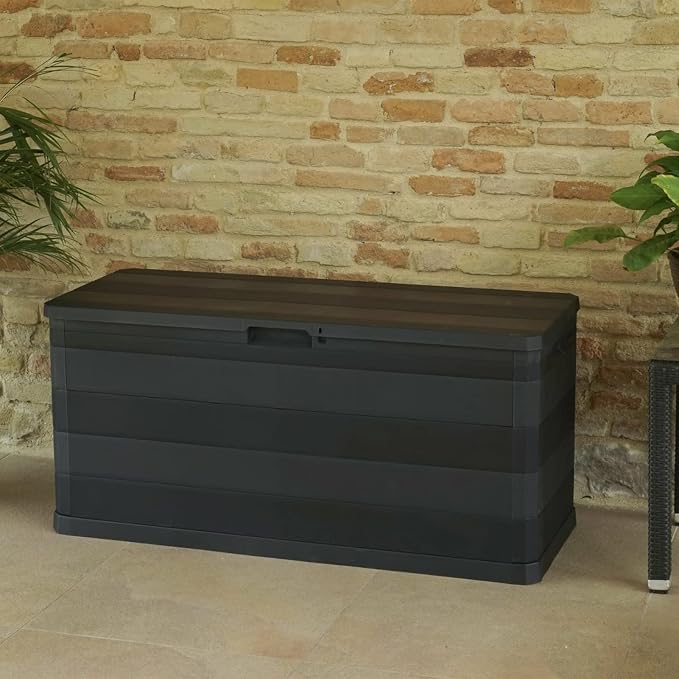 shubiao Patio Storage Box Black 46.1"x17.7"x22",Patio Accessories, Storage Box, Deck Storage Box, Outdoor Storage Cabinet