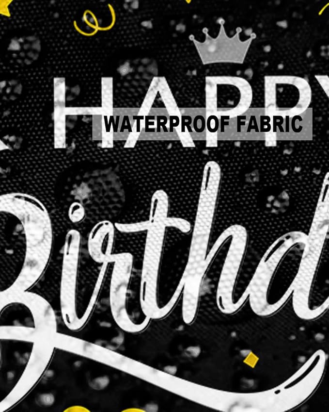 Prime Leader Outdoor Waterproof Pillow Covers Set of 2, Happy Birthday Cake Firwoks Black Patio Throw Pillow Covers, Decorative Cushion Case for Couch Sofa Furniture Garden, 26x26 Inch