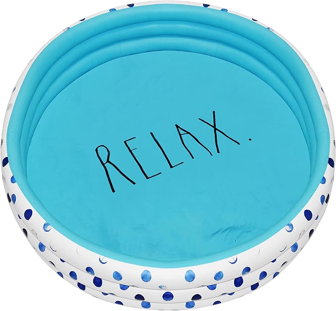 Rae Dunn x CocoNut Float Indigo Polka Dot Mini Pool - Relax Theme - Inflatable Swimming Pool for Kids - Great Splash Pool for Backyard, Summer Parties & Swim Events Ages 5+