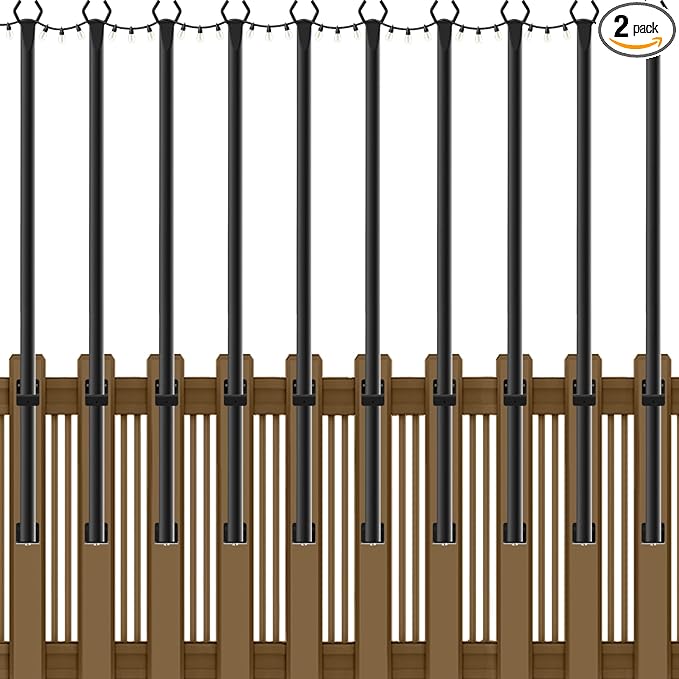NUERPO 10 Pack String Light Poles,5Ft Metal Poles for Outdoor String Lights,Outdoor Light Poles with Post,Poles/Stand for Outside,Patio,Deck,Backyard,Garden Wedding,Party