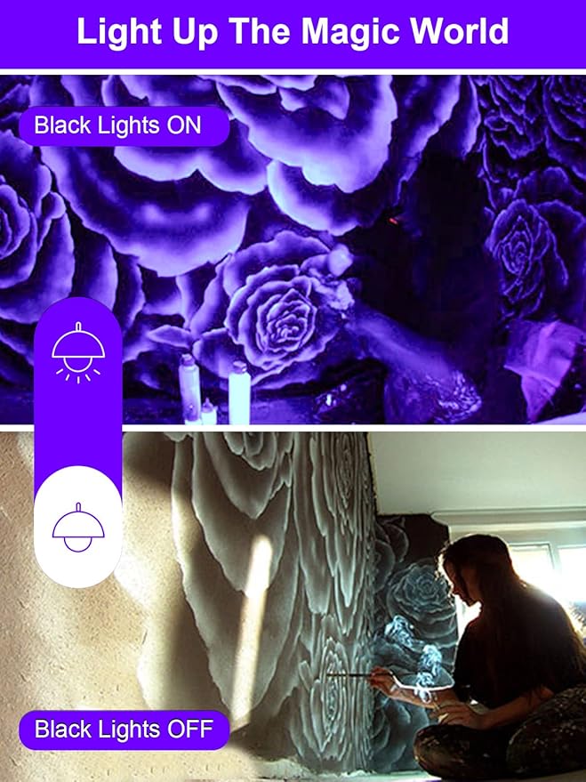 ZUCKEO Outdoor Blacklight Spotlight LED Spot Black Light with US Plug, 15W IP66 Landscape Black Lights Fixtures for Glow Party Body Paint Fluorescent Poster Yard Garden House Decorating(4Pack)