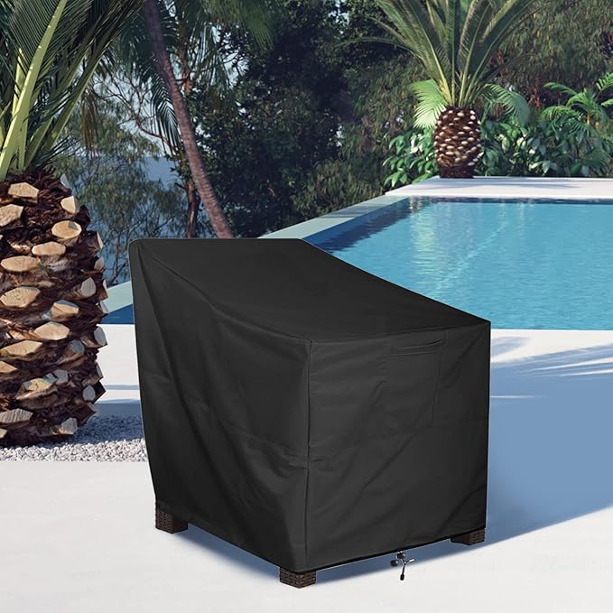 ALSTER Patio Chair Covers Waterproof, Outdoor Chair Covers(32" L x 37" W x 36" H), Durable and Waterproof Black Furniture Covers for Lounge Deep Seat, Rain Snow Dust Wind-Proof