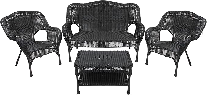 Northlight Wicker Outdoor Patio Conversation Set - Black - 4pc