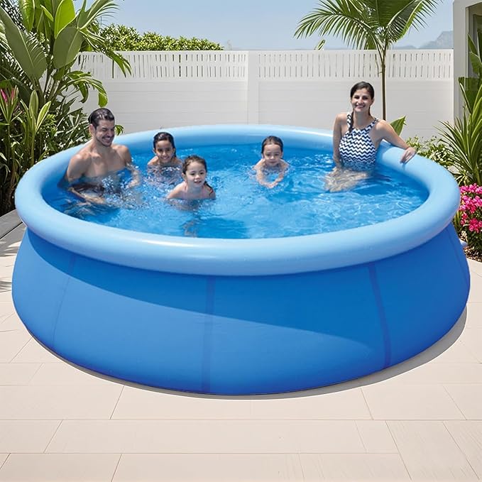 Inflatable Top Ring Swimming Pools for Adults Outdoor Easy to Set (± 12 ft X 36 in) Blue