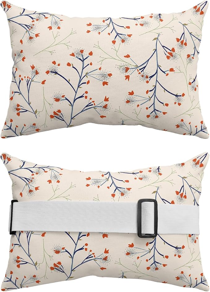 Outdoor Pillows Covers with Inserts Fall Leaves Orange Flower Rustic Country Style Waterproof Pillow with Adjustable Strap Throw Pillows for Patio Furniture Recliner Lounge Chair, 11x16 inch, 1PCS