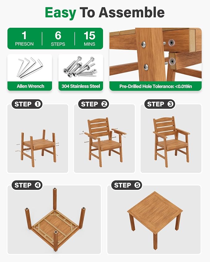 YEFU HIPS Patio Dining Set for 8 : Modern Outdoor Table and Chairs Easy Clean Outdoor Dining Set - 12-Piece Waterproof All-Weather Easy Assembly Furniture for Backyard Garden Deck（Teak）