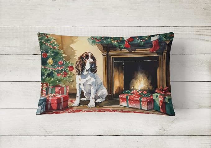 Caroline's Treasures DAC2653PW1216 English Springer Spaniel Cozy Christmas Throw Pillow Machine Washable, Indoor Outdoor Decorative Pillow for Couch, Bed or Patio, 12HX16W