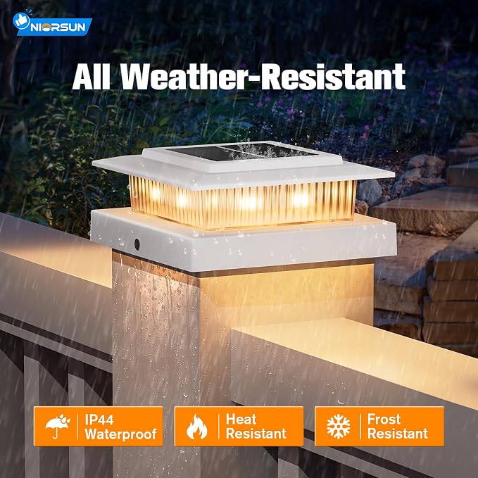 4x4 Post Solar Lights Color Changing,Solar Post Light,24 Pack White | RGB Solar Post Cap Lights for 4x4 Post Caps Wood Vinyl,5x5 Vinyl,IP44 Waterproof Fence Post Solar Lights Outdoor for Deck