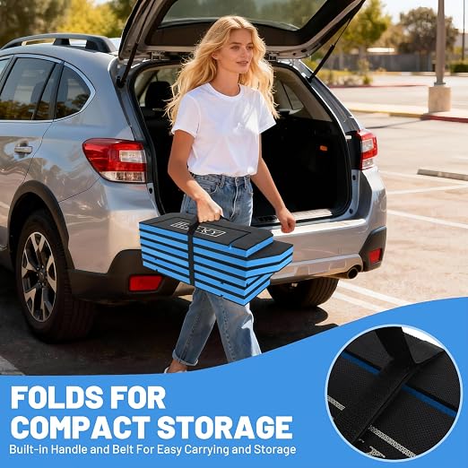 Foldable Mechanic Kneeling Pad,22.44" Wide EVA Foam Mat,1 Pack,Blue | 1.2" Thick High Density Cushioning Foam Kneeling Mat with Tool Slots for Car Repair, Gardening, Yardwork,Auto-Repair,Camping