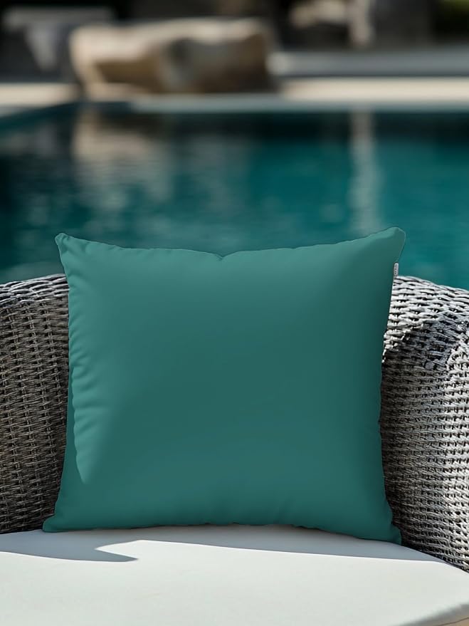 Waterproof Outdoor Pillow 1 Pack Solid Color Decorative Throw Pillows Cover & Insert 16x16 Inch Pillowcase Dark Green Vintage Square Pillows for Couch Sofa Bed Patio Furniture Indoor Outdoor