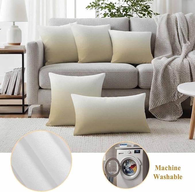 Farm Yellow Outdoor Waterproof Throw Pillow Covers Set of 2, 20"x20", Gradient Decorative Pillow Covers Outside Cushion Case for Patio Porch Garden