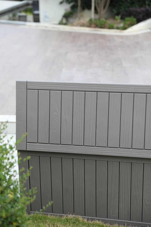 BTEXPERT 80 Gallon Deck Box Outdoor Storage Container with Steel Insert for Patio Furniture Garden Tools Cushions Pool Supplies Sports Equipment Waterproof Lockable UV Resistant Resin