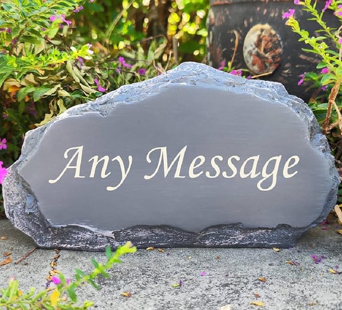 Personalized Garden Stones in Memory of Loved Ones, Engraved with Any Message Memorial Stones Gravestones Outside, Sympathy Memorial Gifts Funeral Gifts for Loved Ones Dad Mom Grandma