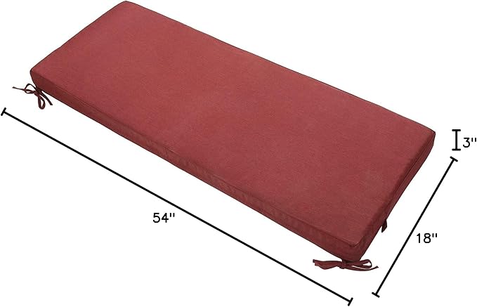 FUNHOME Outdoor Bench Cushion Cover 54 x18 x 3 inch,Water Resistant Cover with Zipper&Ties,Fade-Resistant Slipcover,Patio Porch Swing Cushion Cover Replacement Only,No Insert(Dark Red)
