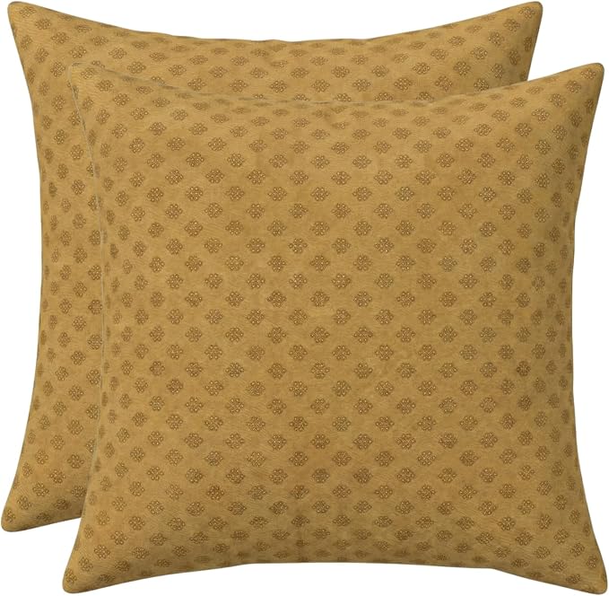 RSH DECOR: Sunbrella Square Throw Pillows Set of 2 | 24" x 24" | Water and Fade-Resistant Performance Fabric | Outdoor Pillow Covers with Down-Alternative Inserts | Made in USA (Trinket Teak)