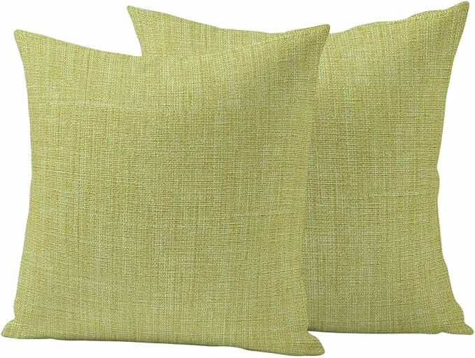 Outdoor Waterproof Throw Pillow Covers Set of 2 Fruit Green Linen Pillowcases 16x16 Inches Farmhouse Pure Color Decorative Pillows Cushion Case Patio Pillows for Couch Bed Chair Garden