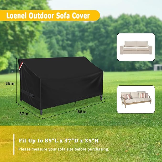 Outdoor Sofa Cover, 85 Inch Waterproof 3-Seater Bench Covers for Patio Loveseat, Couch, Glider, Heavy Duty Outside Furniture Couch Cover - 85" L x 37" W x 35" H