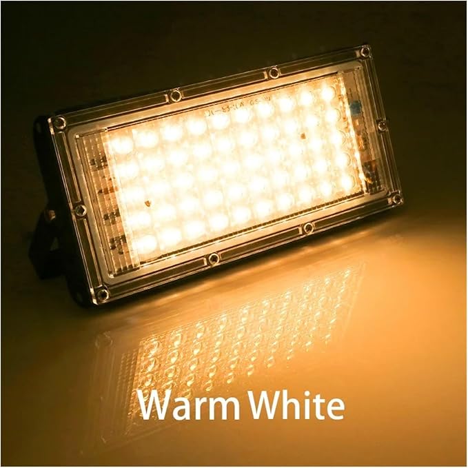 LED Flood Light Spotlight 100W 50W Outdoor Waterproof Reflector Floodlights Street Wall Lamp Garden Lighting(1pcs,Warm White_50W)