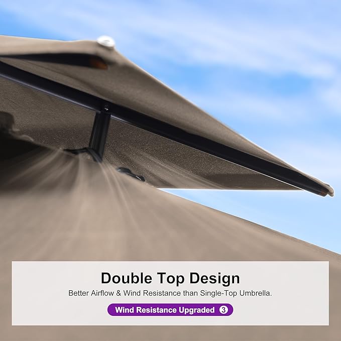 PURPLE LEAF 12 FT Cantilever Umbrella Outdoor Patio Umbrella, Large Offset Square Umbrella, Windproof Heavy Duty Hanging Outside Umbrellas for Patio, Ash Mocha