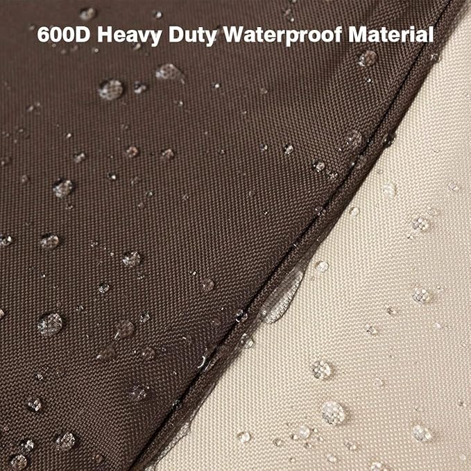 Vailge Waterproof Patio Chaise Lounge Cover, 600D Heavy Duty Outdoor Lounge Chair Covers,UV Resistant Patio Furniture Covers,2 Pack-Large ,Beige & Brown