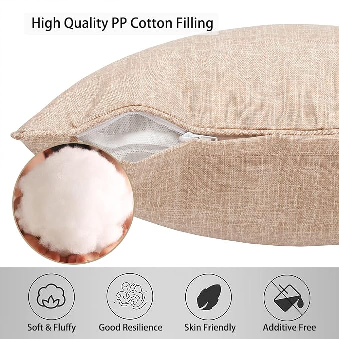 Magpie Fabrics Pack of 2 Outdoor Waterproof Lumbar Rectangular Throw Pillow with Insert 12x20 Inch, Home Decorative Toss Cushion for Patio Garden Car Office (Light Brown Textured)
