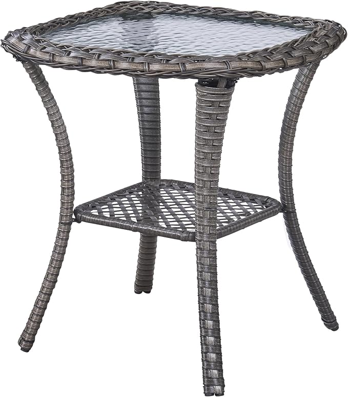 Outdoor Swivel Rocker Patio Chairs Set of 4 with Side Table - 5" Thick Cushion 6 Piece Furniture Set All Weather Comfortable Wicker Conversation Set for Porch Poolside and Deck - Gray/Gray