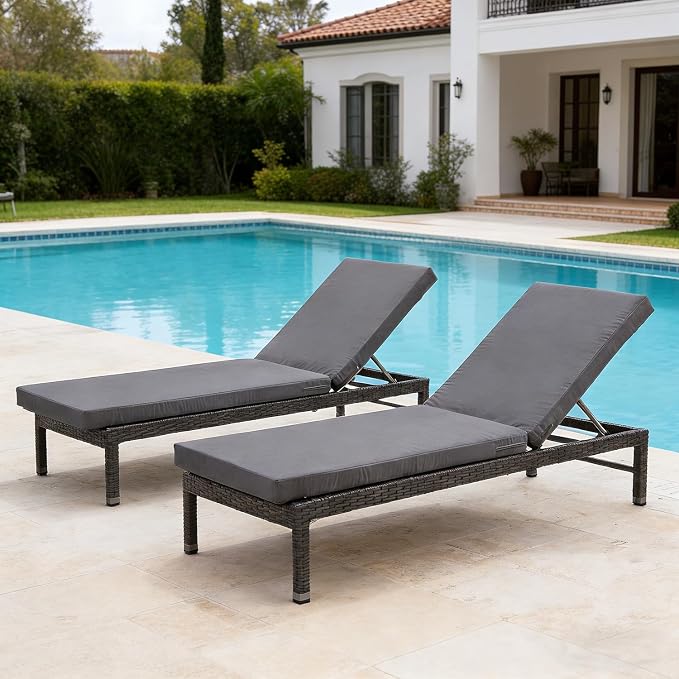 80 x 26 Inches Chaise Lounge Cushions Outdoor Replacement for Pool Side Waterpoof Patio Lounge Chair Cushions, Gray