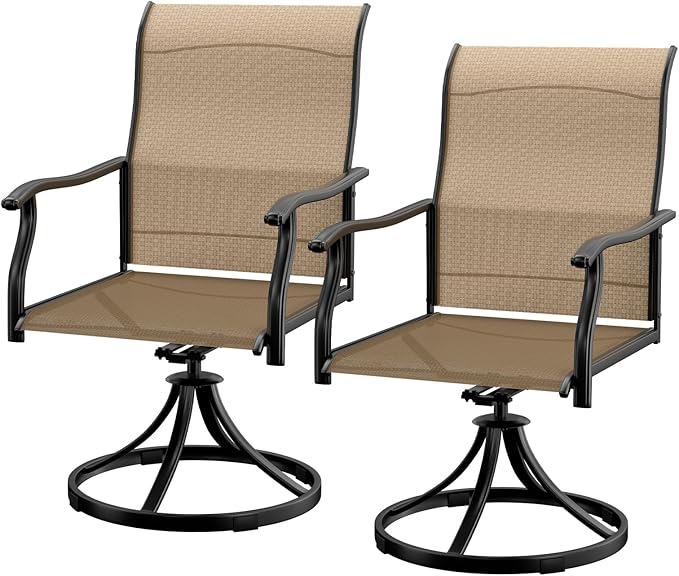 LEVELEVE 2-Piece Swivel Dining Chairs, Outdoor Patio Bistro Chairs for Lawn, Garden, Deck, Backyard & Porch (Matching Series for 5-Piece Set)
