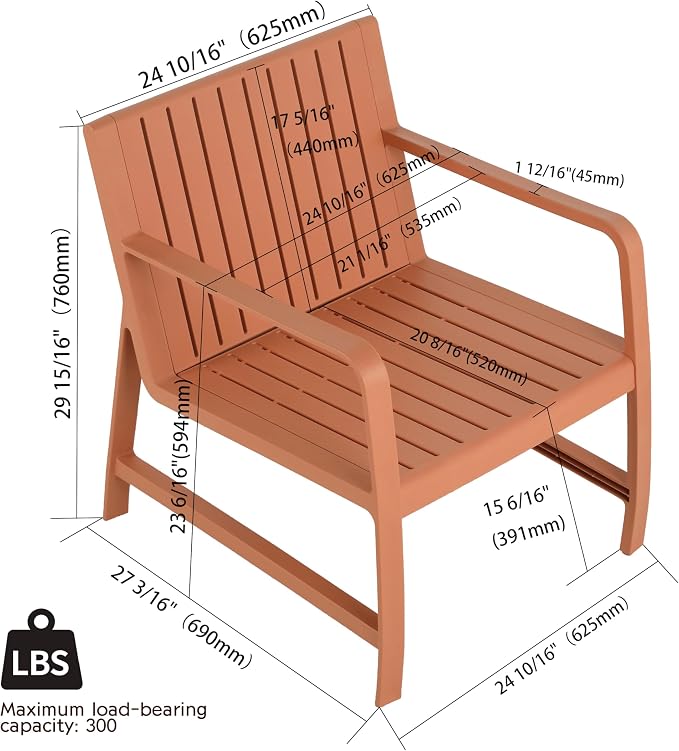 KEIKI 5 PC Outdoor Indoor 3-Seater Sofa,2 Chairs and 2 Coffee Tables PP Furniture Set Easy Assembly for Patio