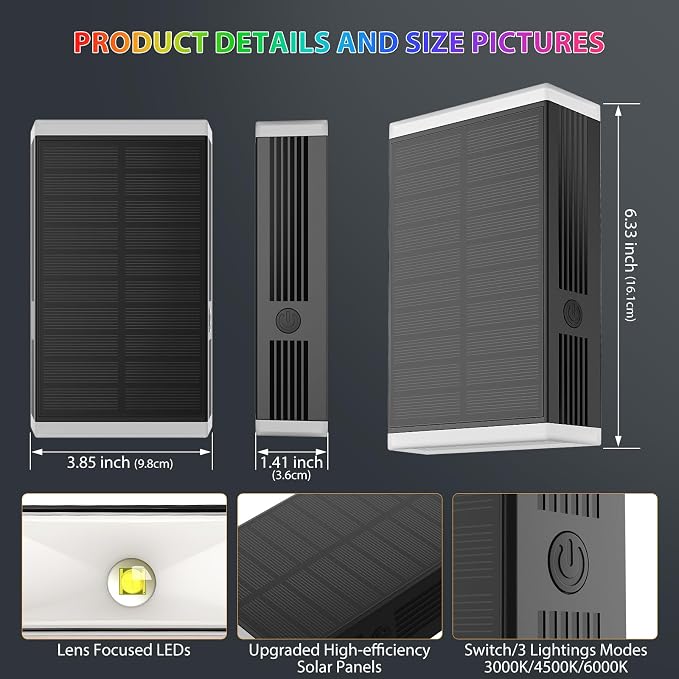 Solar Lights Outdoor,8 Lighting Modes Dusk to Dawn Lighting Wall Sconce IP67 Waterproof Up and Down Solar Wall Light Front Door Light for House, Garage, Porch,Doorway,Fence,Festival Decor (4 PACK)