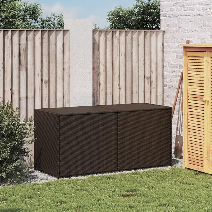19.7×47.2×22 in PE Rattan Deck Box 283 L Cushions Garden Tools Patio Storage Water-Bag Weather-Resistant
