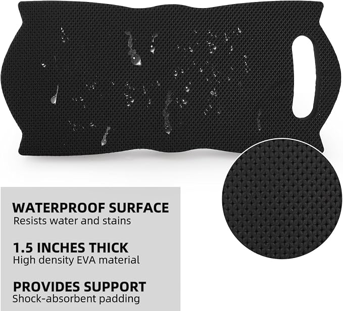 Covzoe 4 Pack Thick Kneeling Pad, 15.7" L x 7" W x 1.5" Th Waterproof Garden Kneel Pads Cushion with Handle, Soft Foam Kneeler Mat for Work, Cleaning, Yoga, Praying, Bath, Exercise, Black
