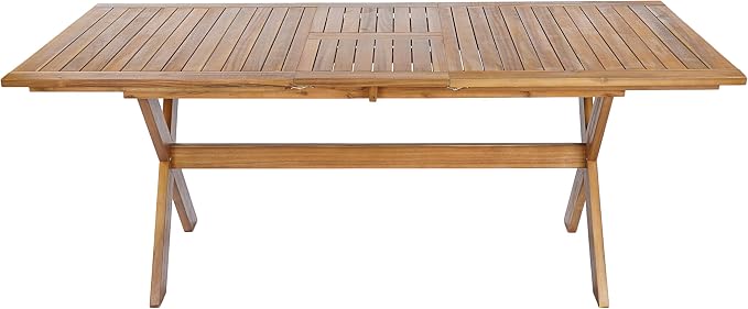 VilroCaz 7 Pieces Acacia Wood Outdoor Dining Set, All-Weather Extendable Table Large Table and 6 Armchairs for Lawn Backyard Garden Deck Poolside (Teak-NG)