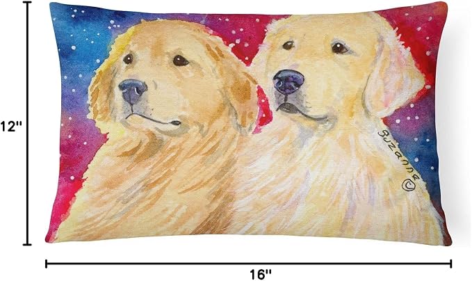 Caroline's Treasures SS8754PW1216 Golden Retriever Canvas Fabric Decorative Pillow Machine Washable, Indoor Outdoor Decorative Pillow for Couch, Bed or Patio, 12HX16W