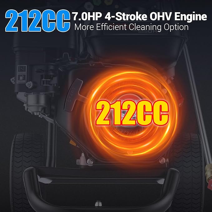 Gas Powered Pressure Washer 4200 PSI Gas Power Washer 4.0 GPM 212CC Commercial High Pressure Washer Cleaner with 25ft Hose, Spray Gun and Extension Wand, 5 Quick Connect Nozzles,Copper Pump