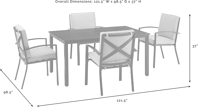 Crosley Furniture Kaplan 5-Piece Outdoor Dining Set for 4, Patio Table and Chairs for Backyard, Deck, Oiled Bronze with Oatmeal Cushions