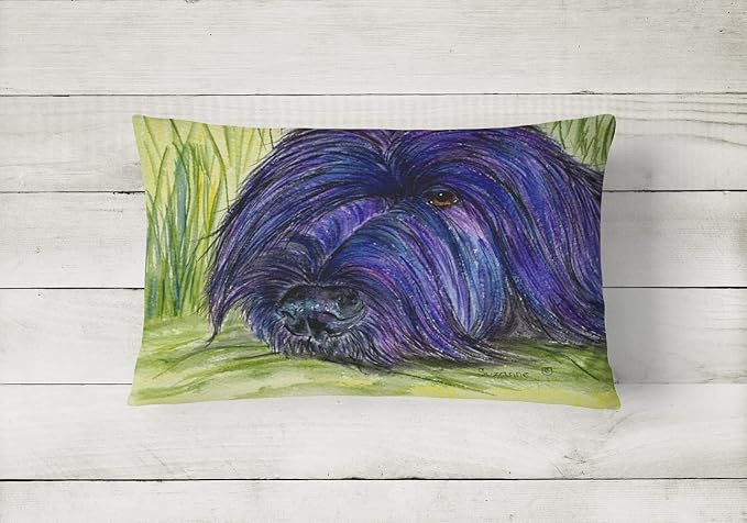 Caroline's Treasures SS8520PW1216 Briard Canvas Fabric Decorative Pillow Machine Washable, Indoor Outdoor Decorative Pillow for Couch, Bed or Patio, 12HX16W